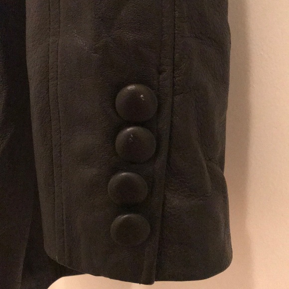 Halston Women  Leather Long Coat - Picture 3 of 3